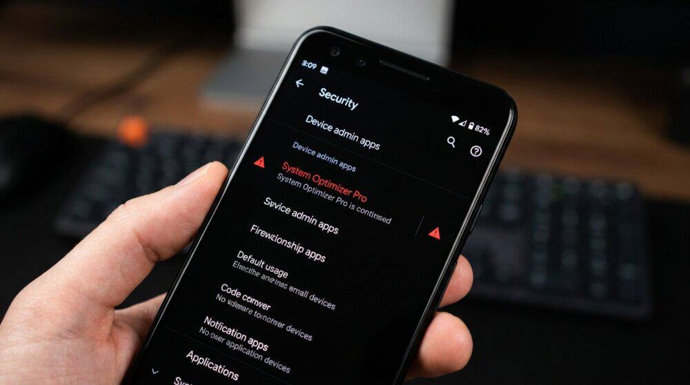 Android Device Admin Apps screen showing a suspicious entry — the hiding spot most spy app guides miss