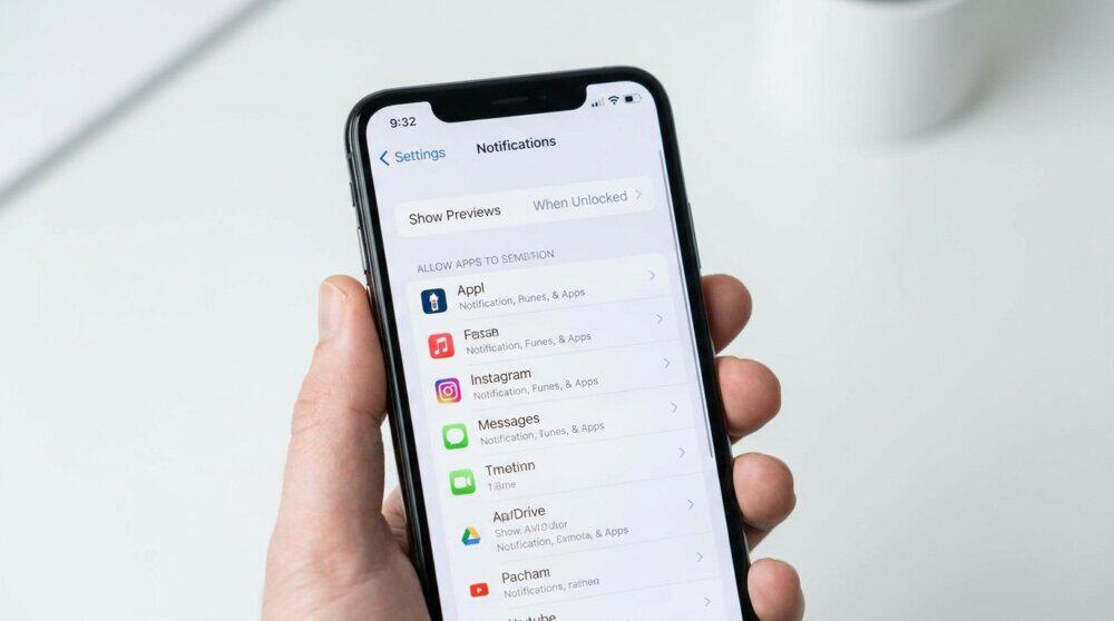 iPhone Notifications settings showing Show Previews options