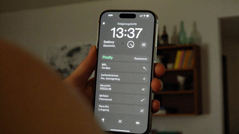 Hand holding a smartphone checking battery and settings for stalkerware signs