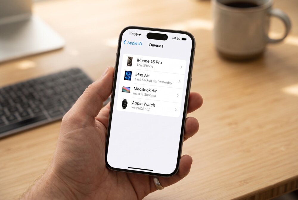 Apple ID Devices list showing signed-in devices